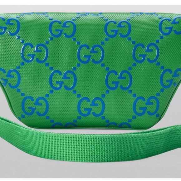 Gucci GG  Embossed Belt Bag Green And Blue New - Picture 2 of 3